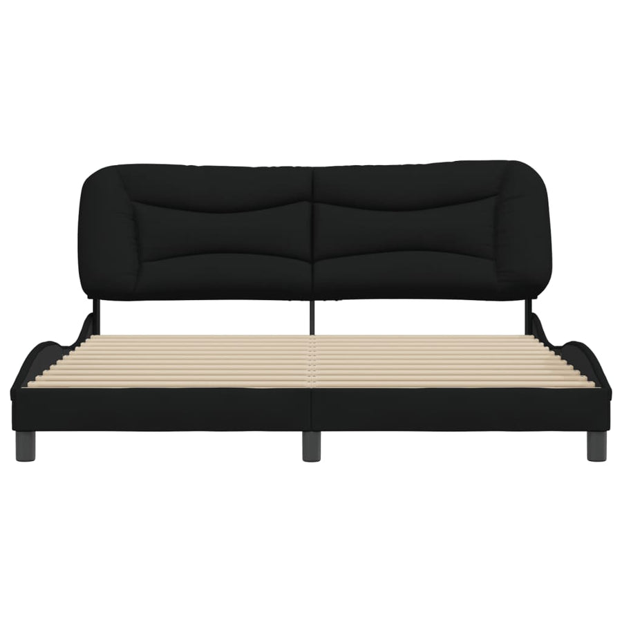 Bedframe Met Hoofdbord Stof Zwart 180X200 Cm