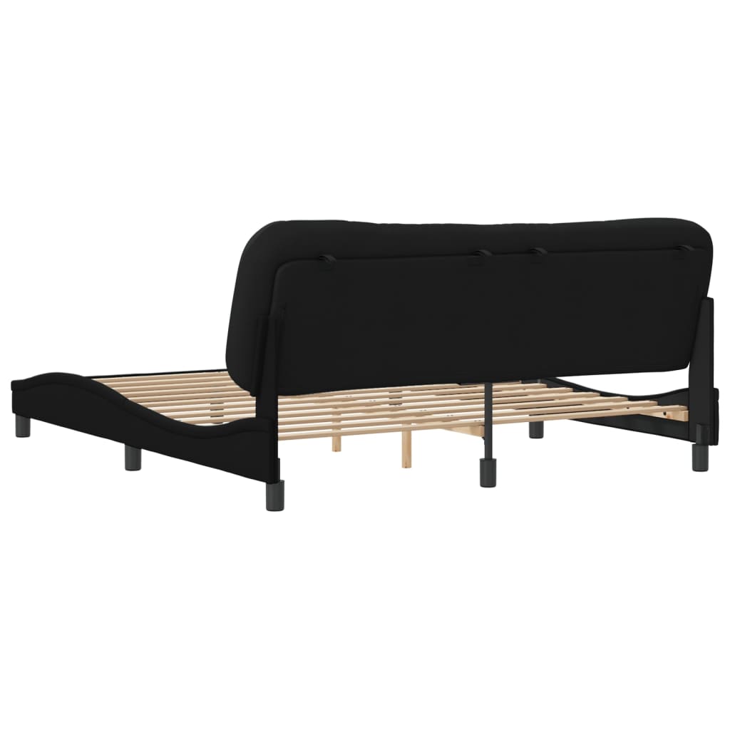 Bedframe Met Hoofdbord Stof Zwart 180X200 Cm