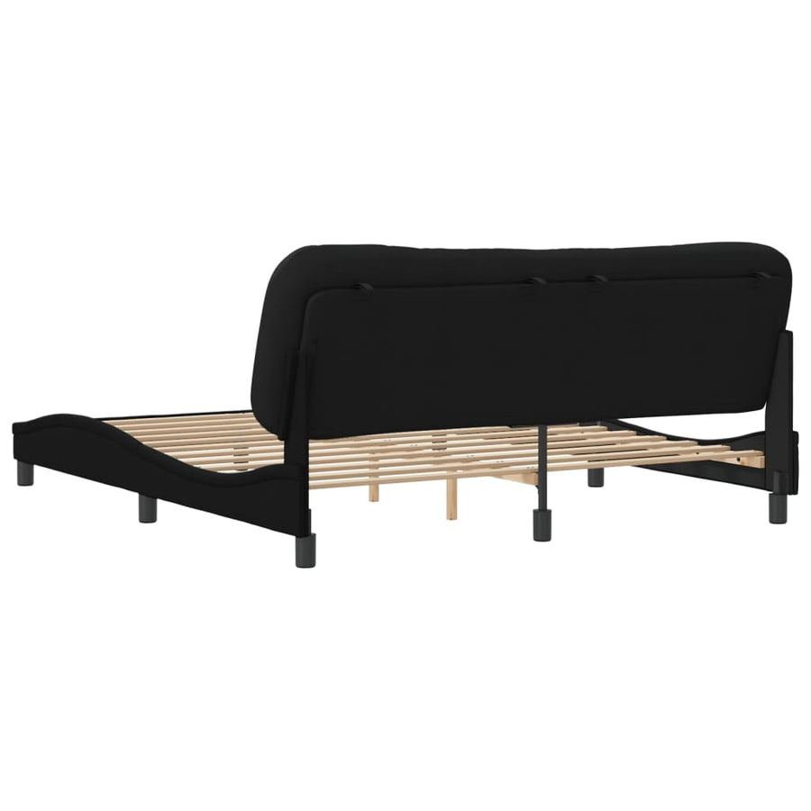 Bedframe Met Hoofdbord Stof Zwart 180X200 Cm