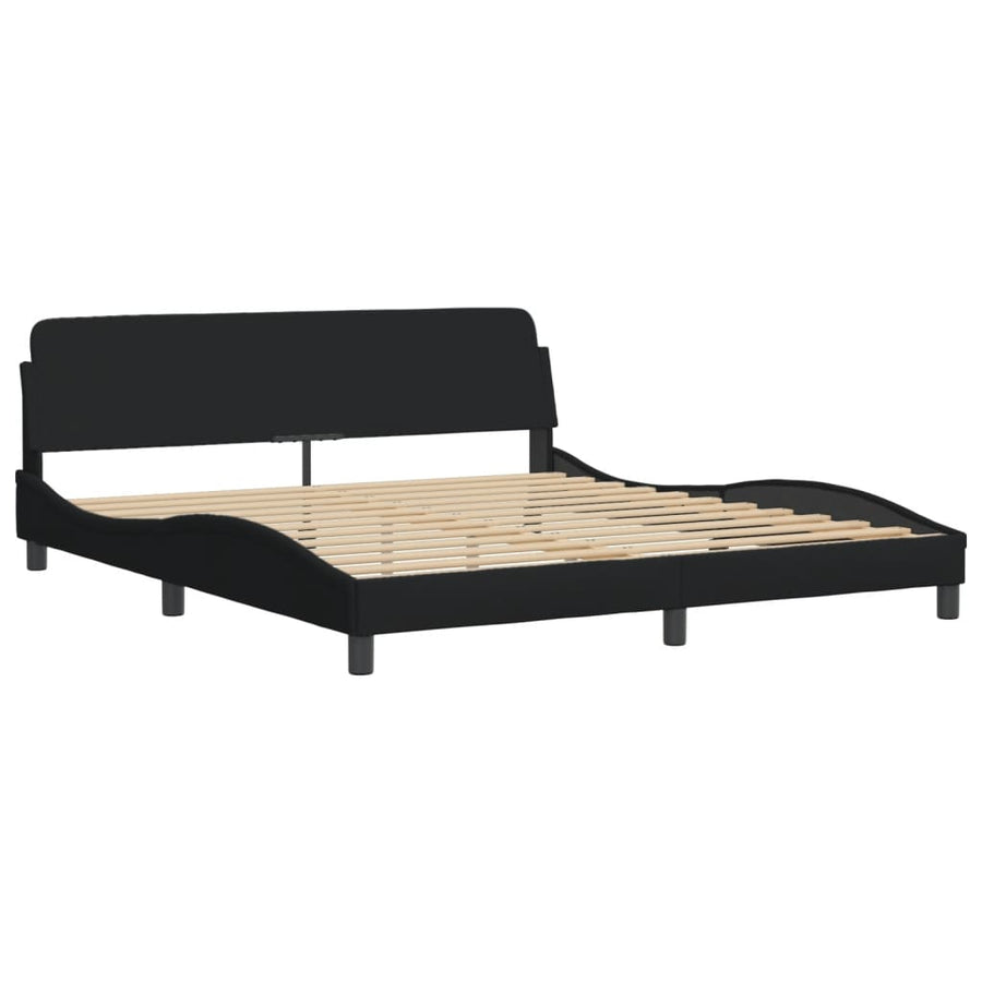 Bedframe Met Hoofdbord Stof Zwart 180X200 Cm