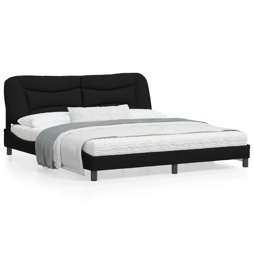Bedframe Met Hoofdbord Stof Zwart 180X200 Cm