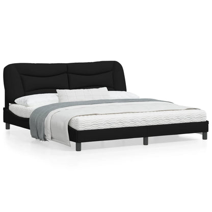 Bedframe Met Hoofdbord Stof Zwart 180X200 Cm