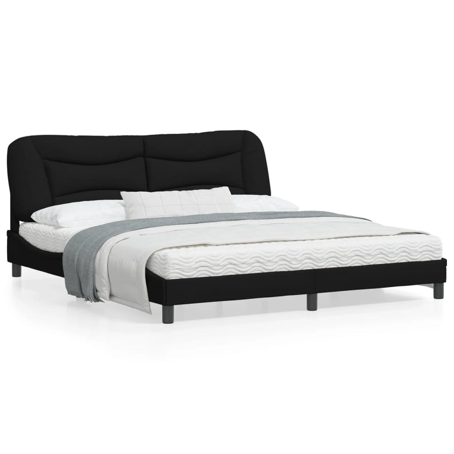 Bedframe Met Hoofdbord Stof Zwart 180X200 Cm