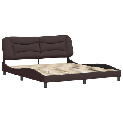 Bedframe Met Hoofdbord Stof Donkerbruin 180X200 Cm