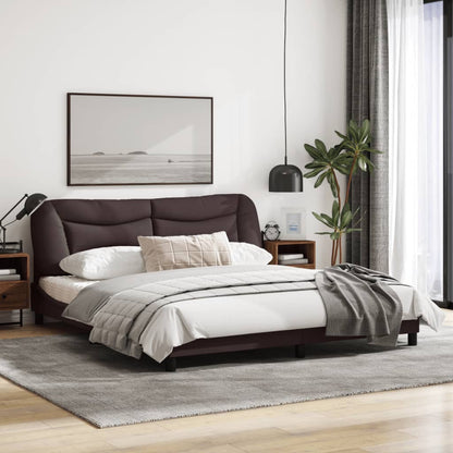 Bedframe Met Hoofdbord Stof Donkerbruin 180X200 Cm