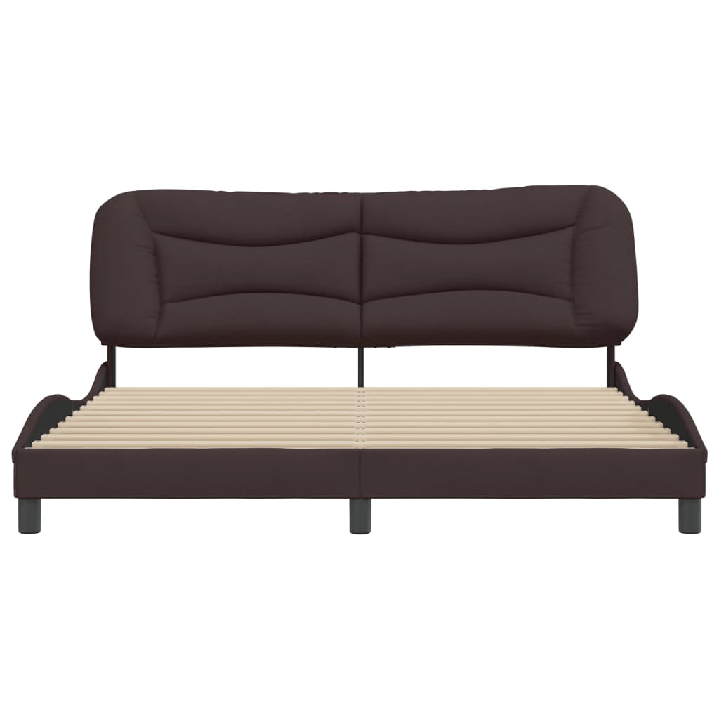 Bedframe Met Hoofdbord Stof Donkerbruin 180X200 Cm