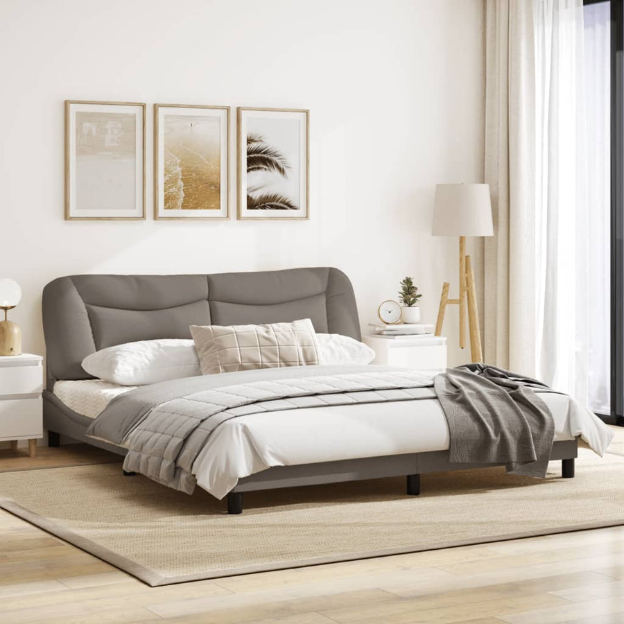 Bedframe Met Hoofdbord Stof Taupe 180X200 Cm
