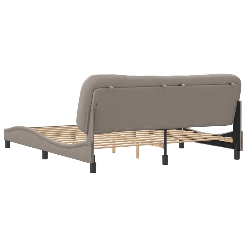 Bedframe Met Hoofdbord Stof Taupe 180X200 Cm