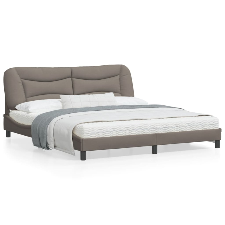 Bedframe Met Hoofdbord Stof Taupe 180X200 Cm