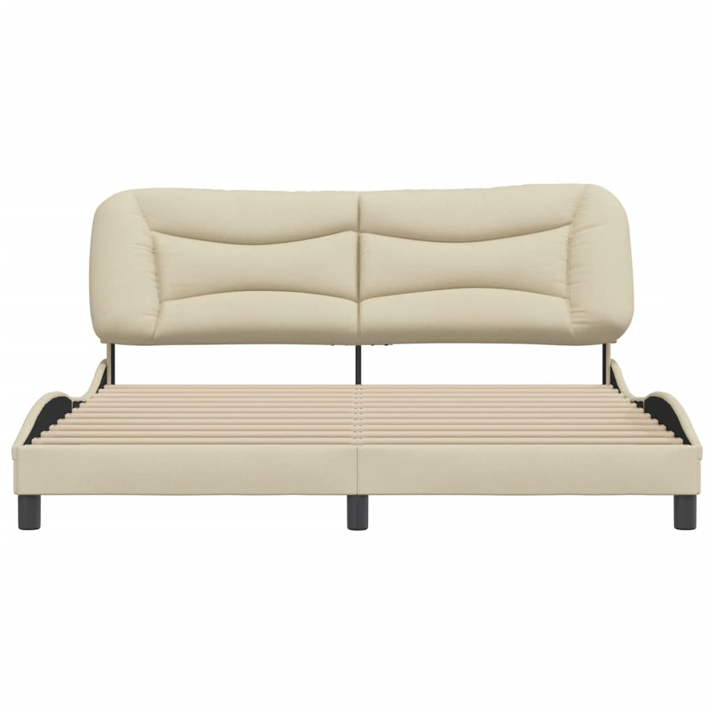 Bedframe Met Hoofdbord Stof Crèmekleurig 180X200 Cm