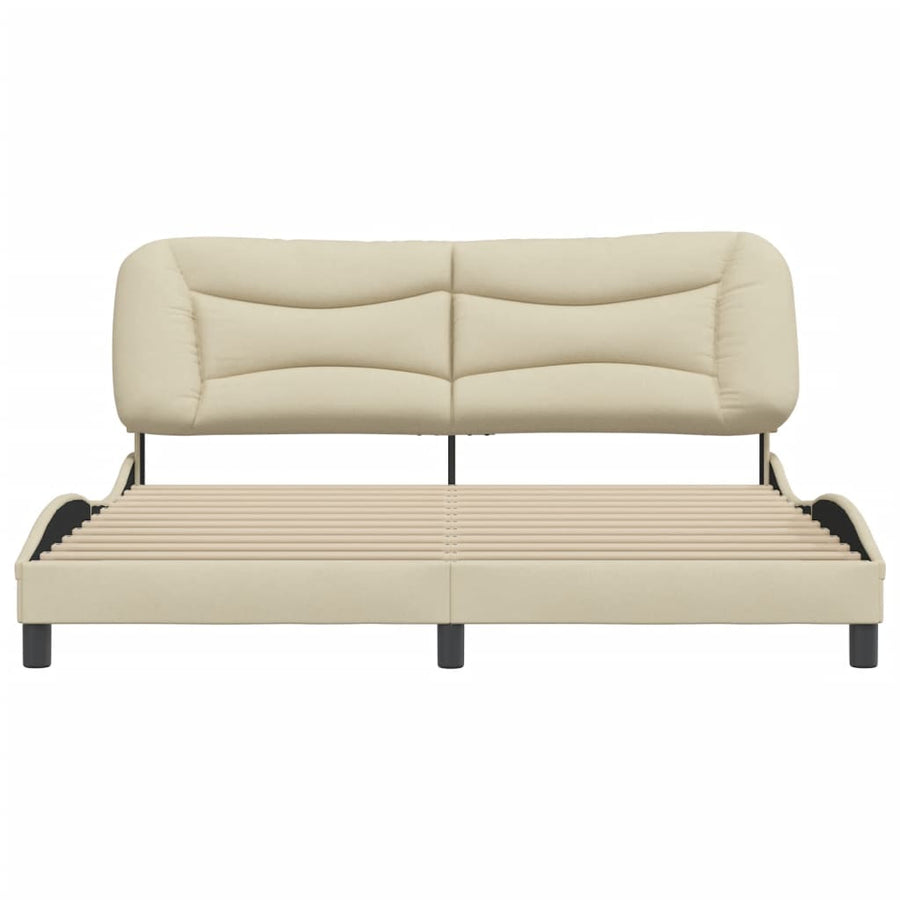 Bedframe Met Hoofdbord Stof Crèmekleurig 180X200 Cm