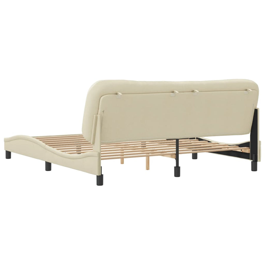 Bedframe Met Hoofdbord Stof Crèmekleurig 180X200 Cm