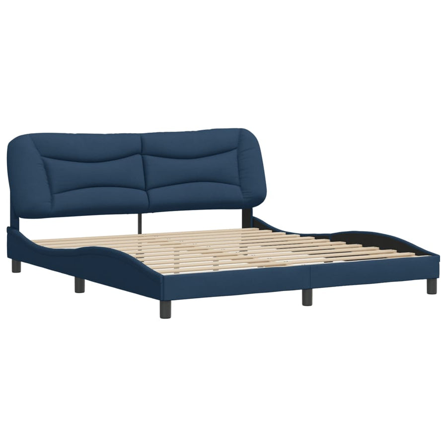 Bedframe Met Hoofdbord Stof Blauw 180X200 Cm