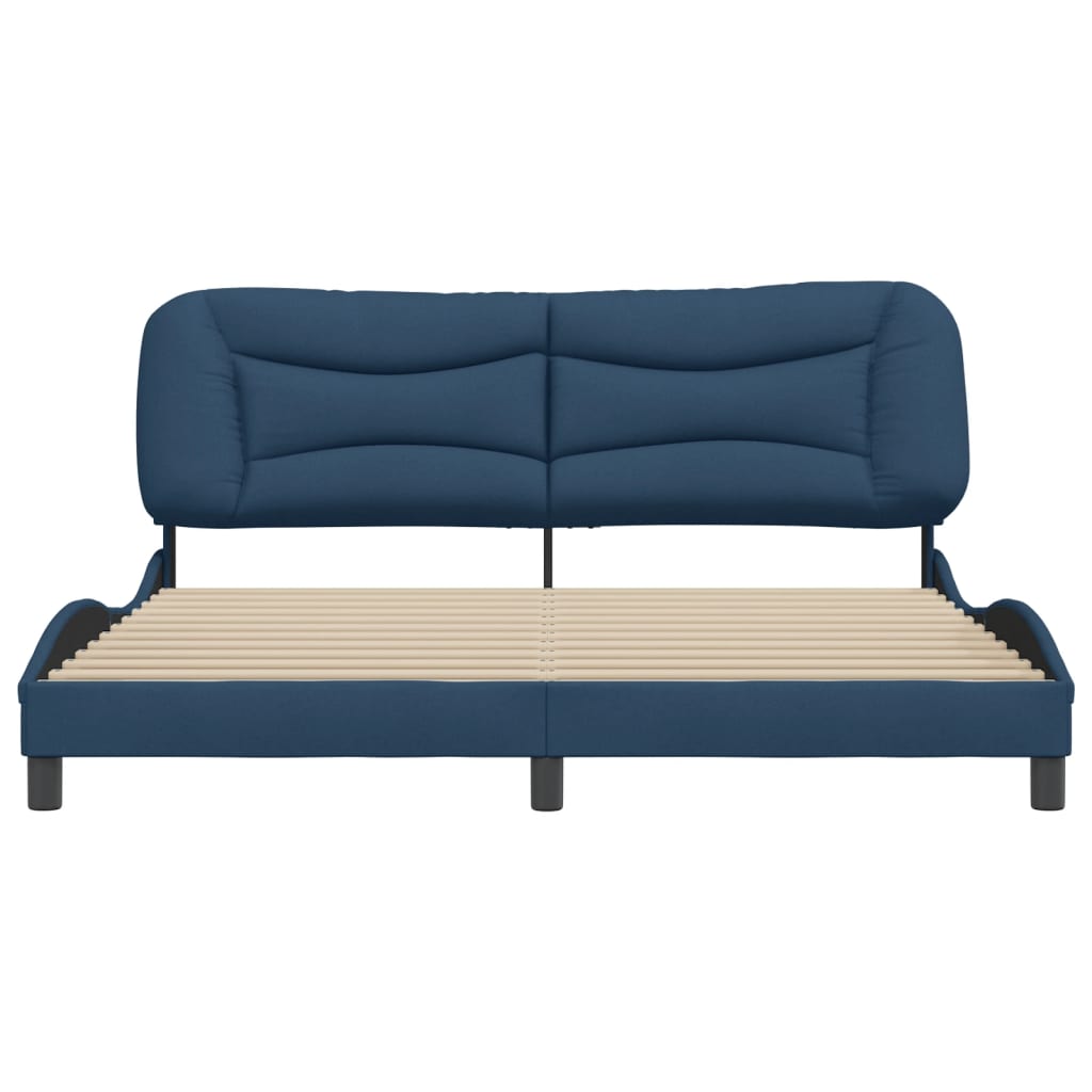 Bedframe Met Hoofdbord Stof Blauw 180X200 Cm