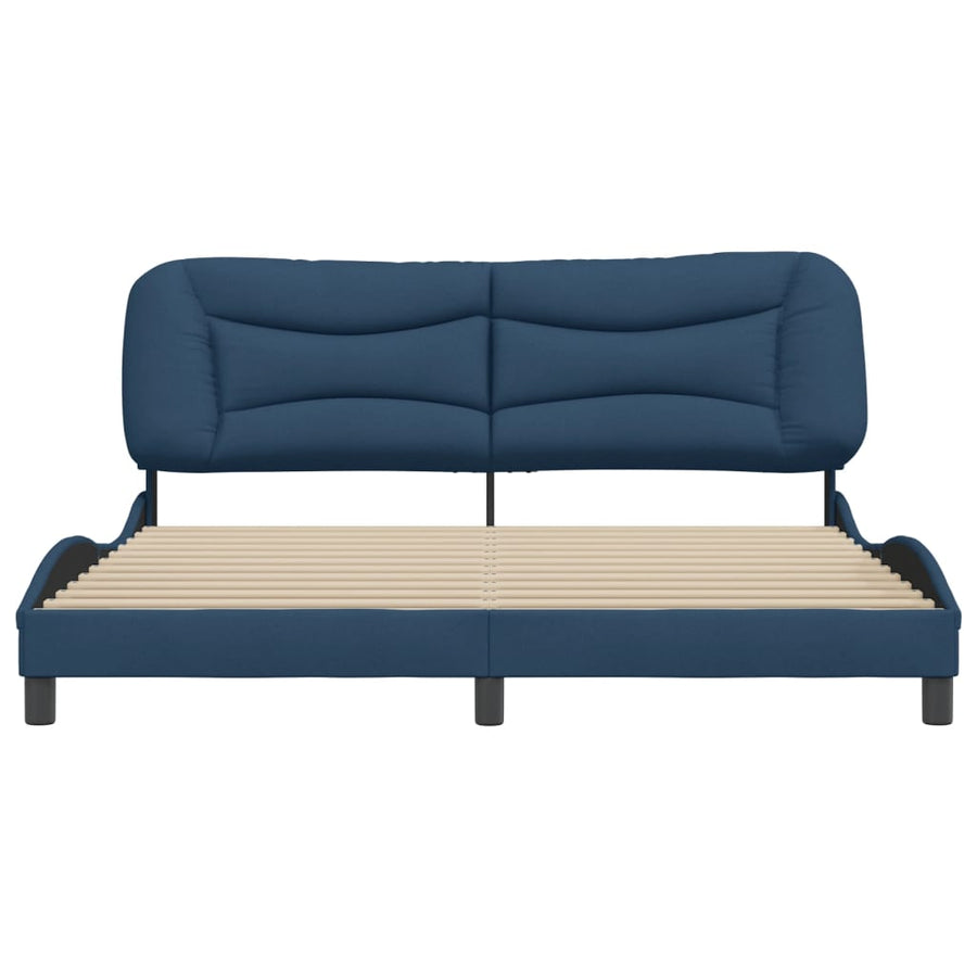 Bedframe Met Hoofdbord Stof Blauw 180X200 Cm