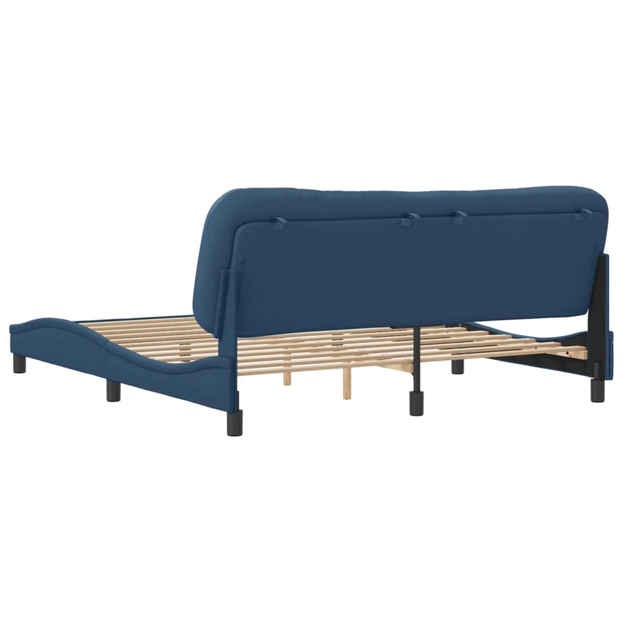 Bedframe Met Hoofdbord Stof Blauw 180X200 Cm