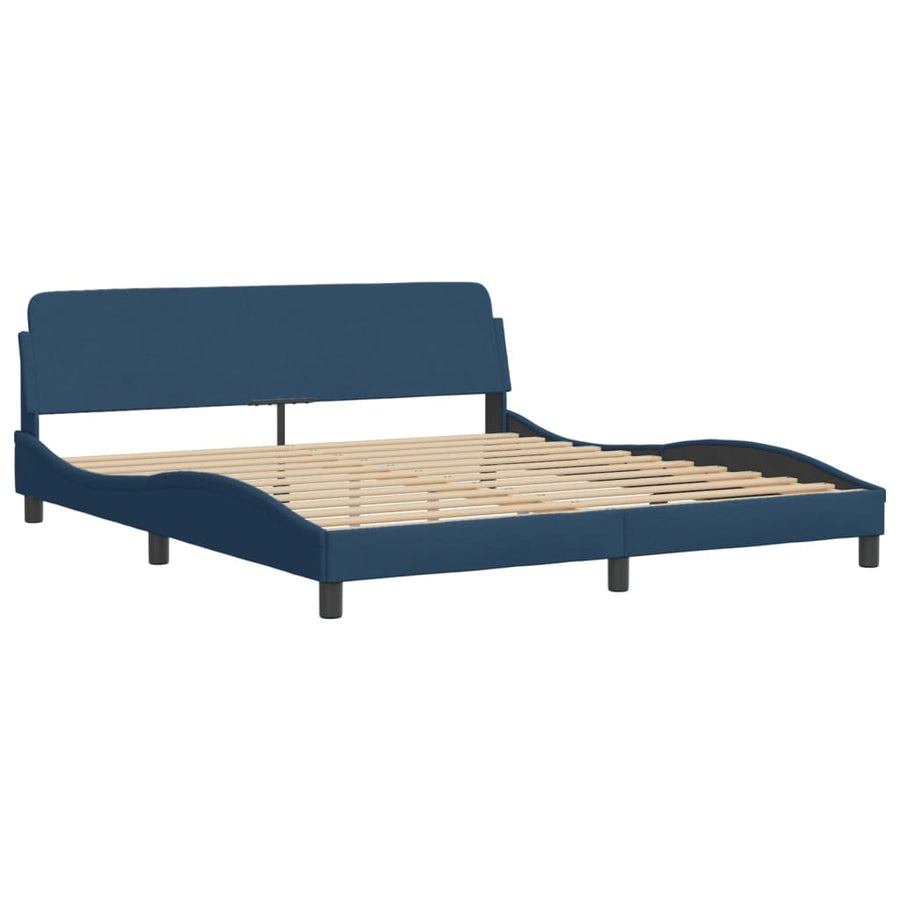 Bedframe Met Hoofdbord Stof Blauw 180X200 Cm