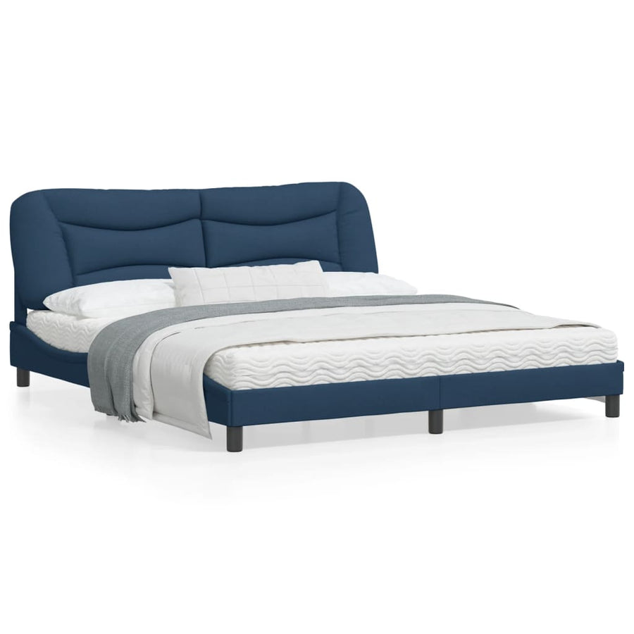 Bedframe Met Hoofdbord Stof Blauw 180X200 Cm