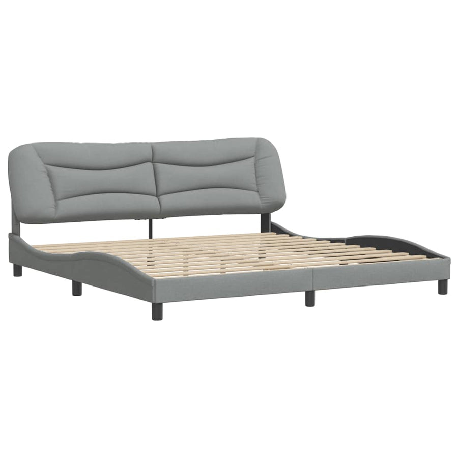 Bedframe Met Hoofdbord Stof Lichtgrijs 200X200 Cm