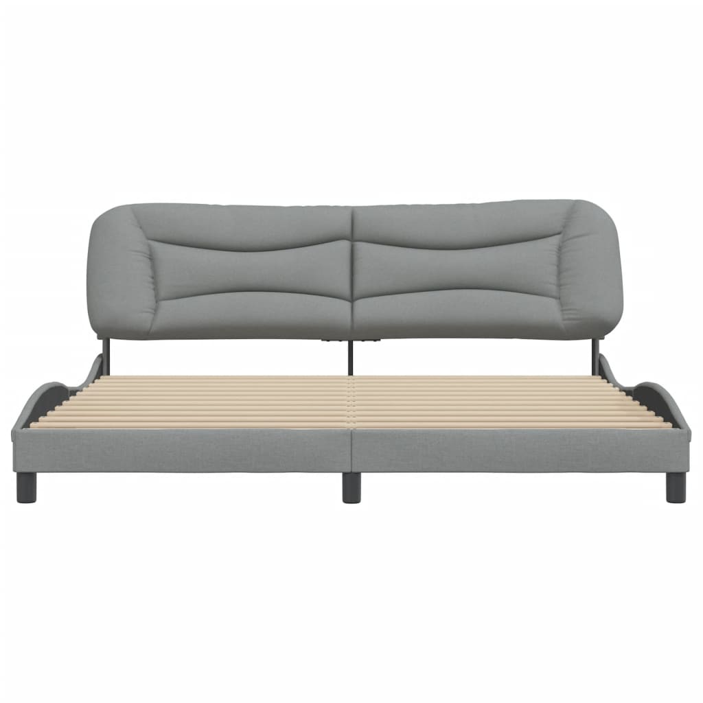 Bedframe Met Hoofdbord Stof Lichtgrijs 200X200 Cm