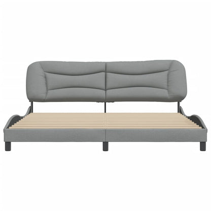 Bedframe Met Hoofdbord Stof Lichtgrijs 200X200 Cm