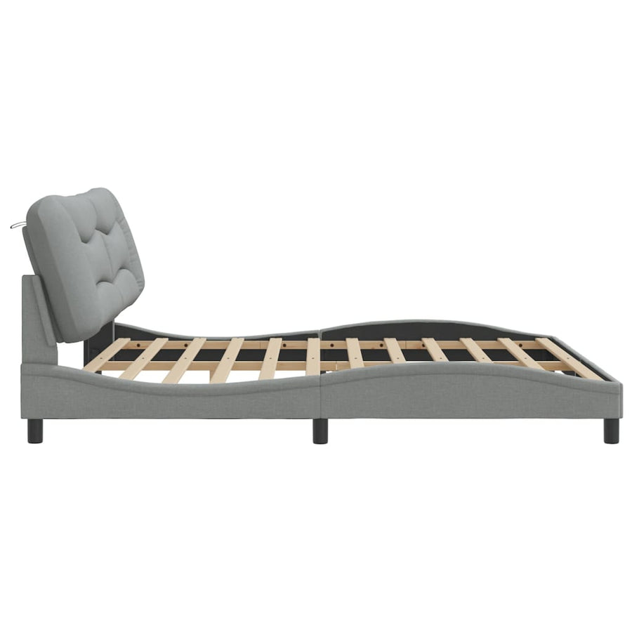 Bedframe Met Hoofdbord Stof Lichtgrijs 200X200 Cm