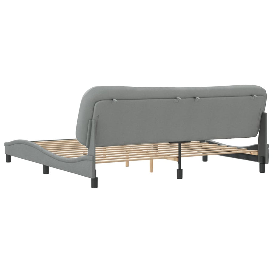 Bedframe Met Hoofdbord Stof Lichtgrijs 200X200 Cm