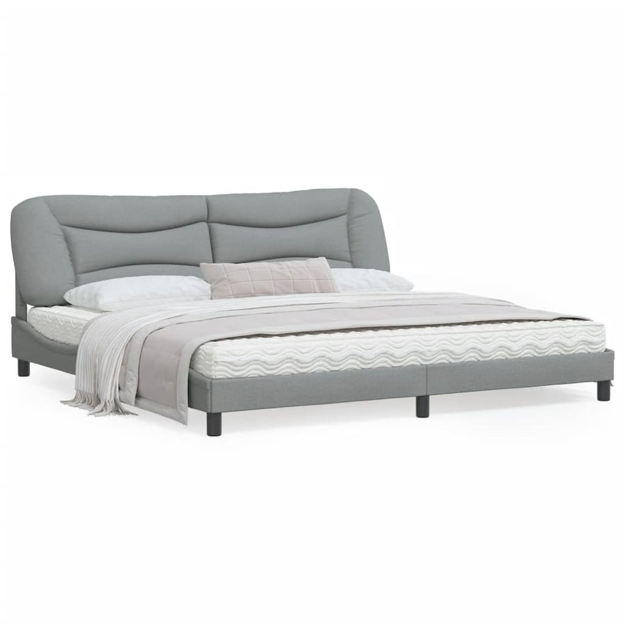 Bedframe Met Hoofdbord Stof Lichtgrijs 200X200 Cm