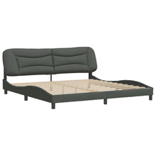 Bedframe Met Hoofdbord Stof Donkergrijs 200X200 Cm