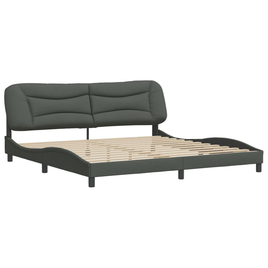 Bedframe Met Hoofdbord Stof Donkergrijs 200X200 Cm