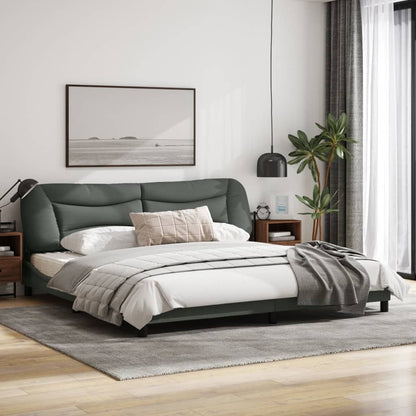 Bedframe Met Hoofdbord Stof Donkergrijs 200X200 Cm