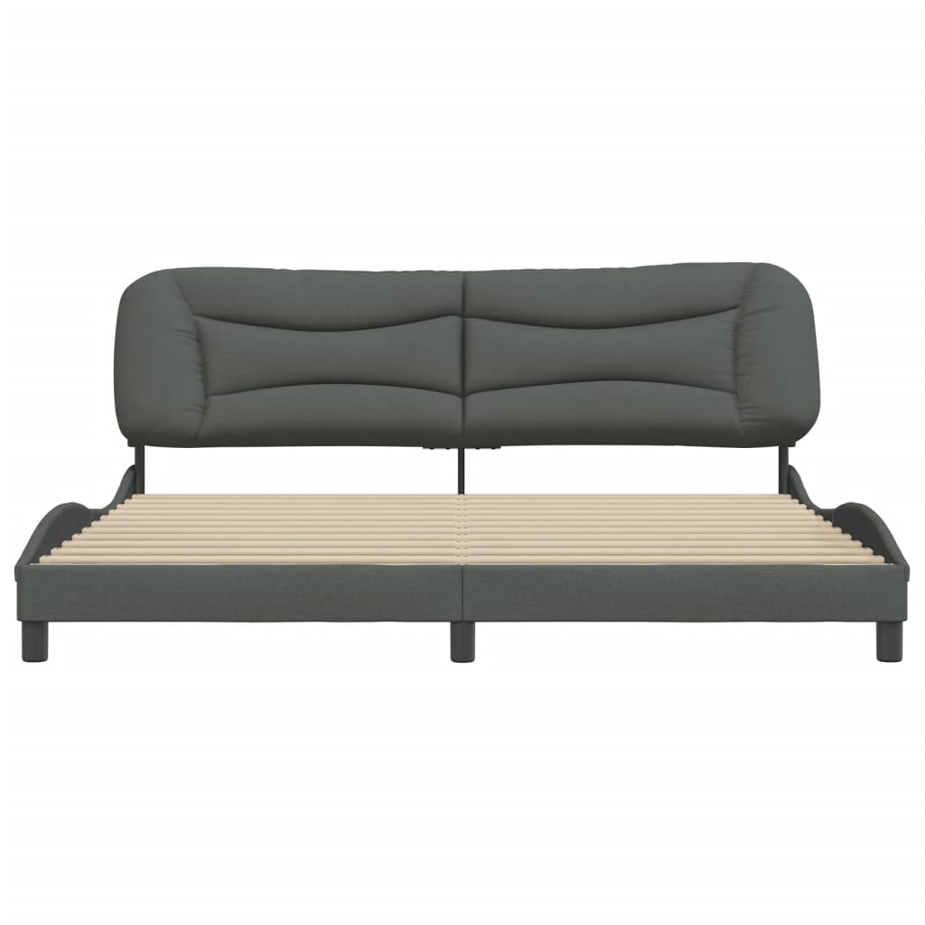 Bedframe Met Hoofdbord Stof Donkergrijs 200X200 Cm