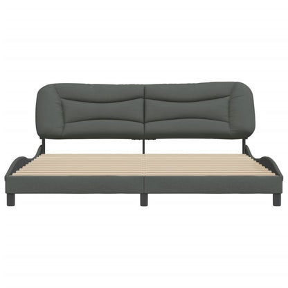 Bedframe Met Hoofdbord Stof Donkergrijs 200X200 Cm
