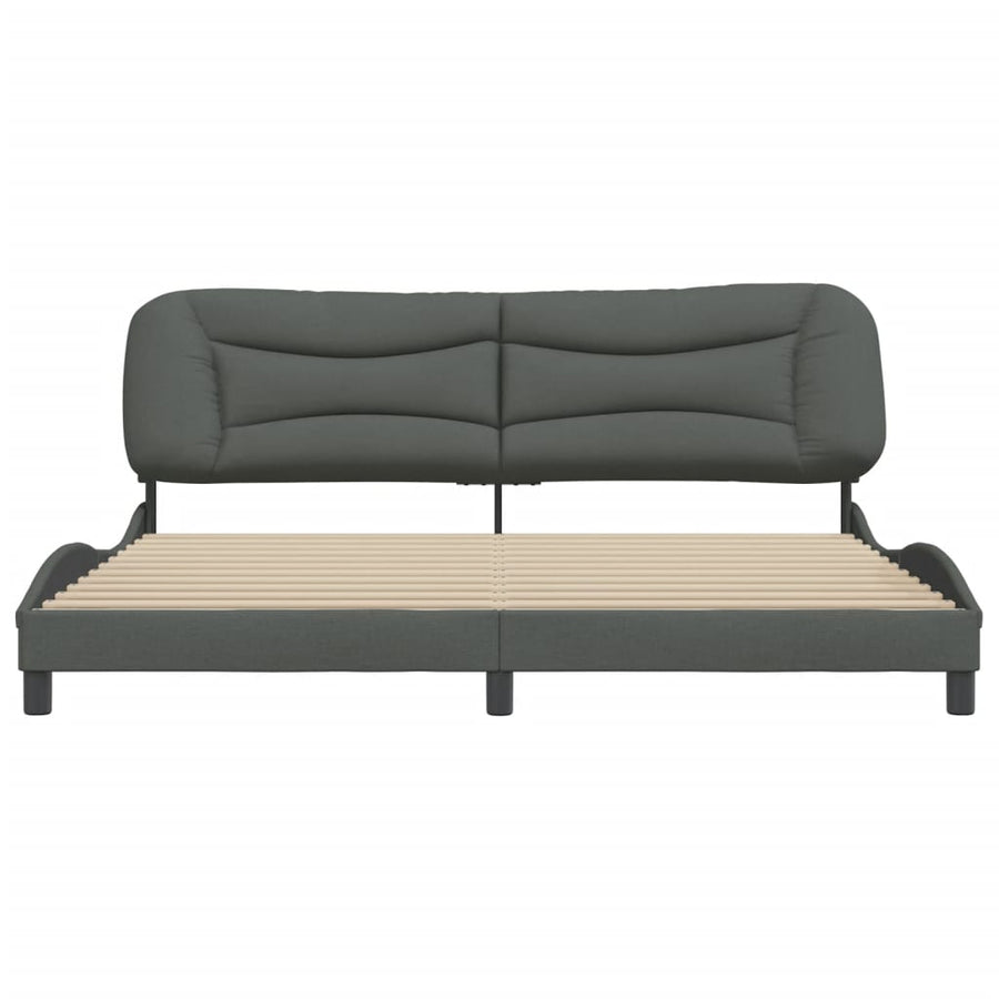 Bedframe Met Hoofdbord Stof Donkergrijs 200X200 Cm