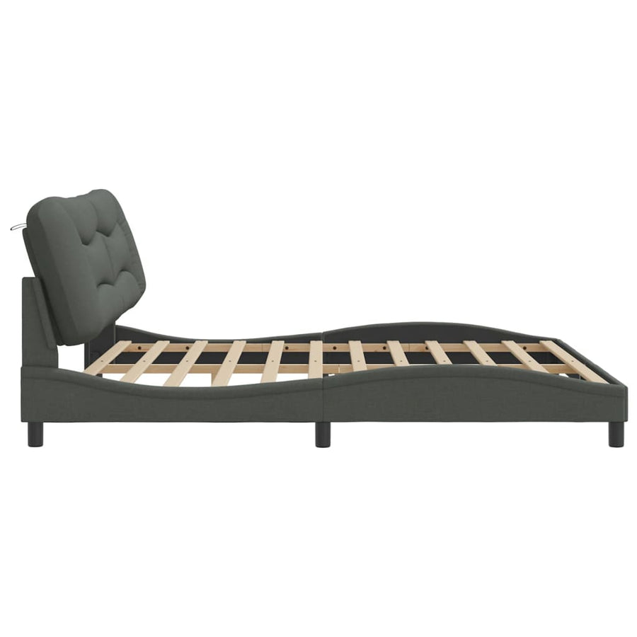 Bedframe Met Hoofdbord Stof Donkergrijs 200X200 Cm
