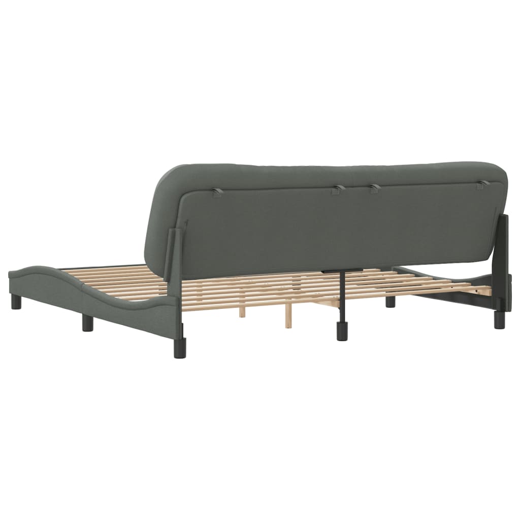 Bedframe Met Hoofdbord Stof Donkergrijs 200X200 Cm