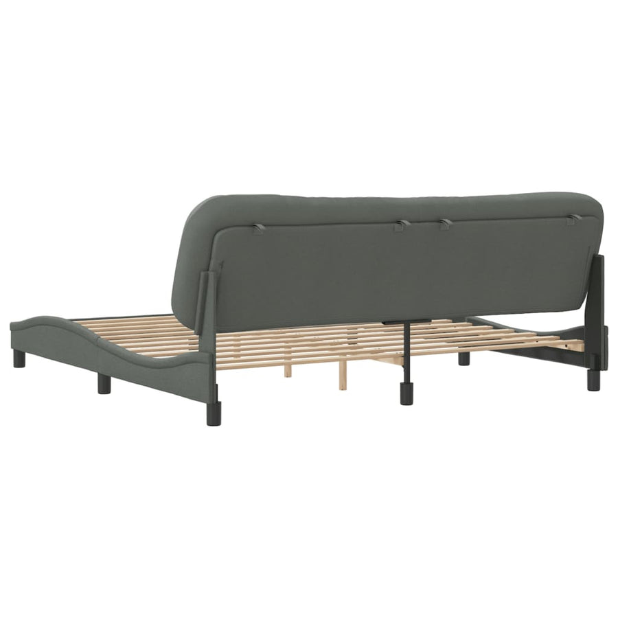 Bedframe Met Hoofdbord Stof Donkergrijs 200X200 Cm