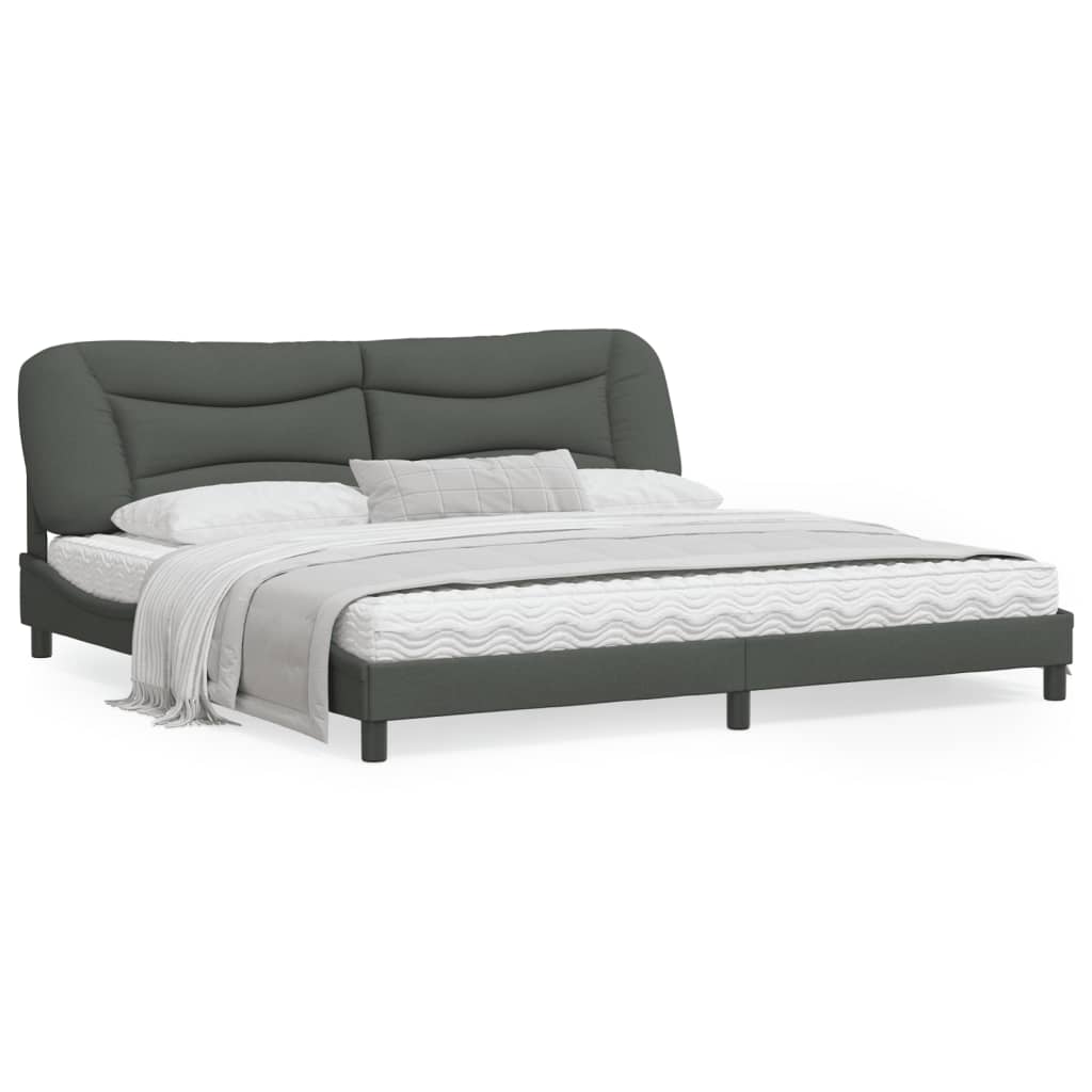 Bedframe Met Hoofdbord Stof Donkergrijs 200X200 Cm
