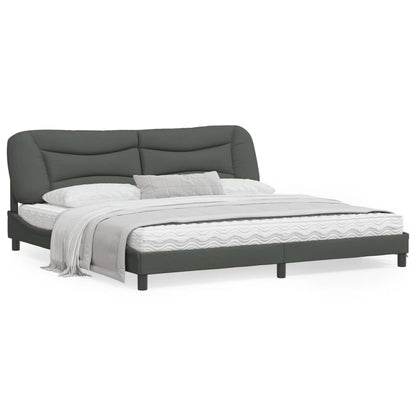 Bedframe Met Hoofdbord Stof Donkergrijs 200X200 Cm