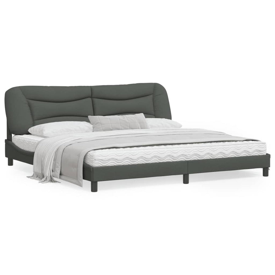 Bedframe Met Hoofdbord Stof Donkergrijs 200X200 Cm