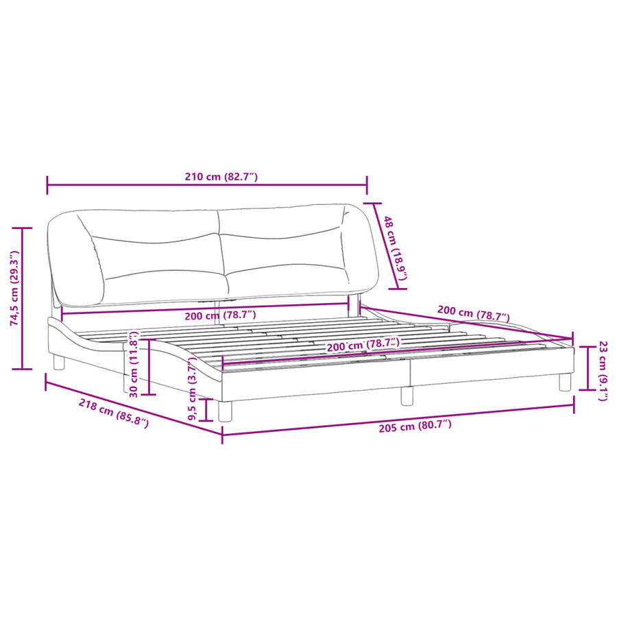 Bedframe zonder matras "Hvar" stof zwart 200x200 cm