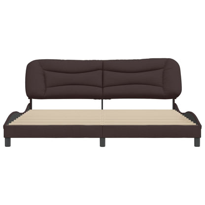 Bedframe Met Hoofdbord Stof Donkerbruin 200X200 Cm