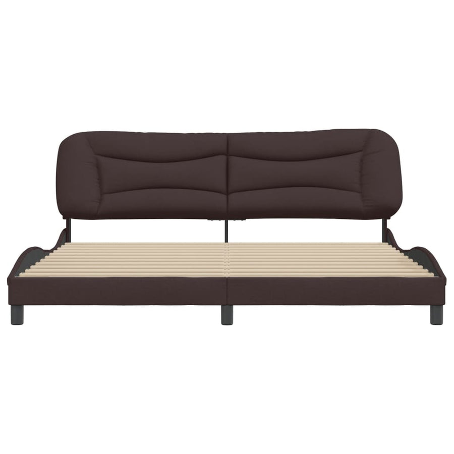 Bedframe Met Hoofdbord Stof Donkerbruin 200X200 Cm