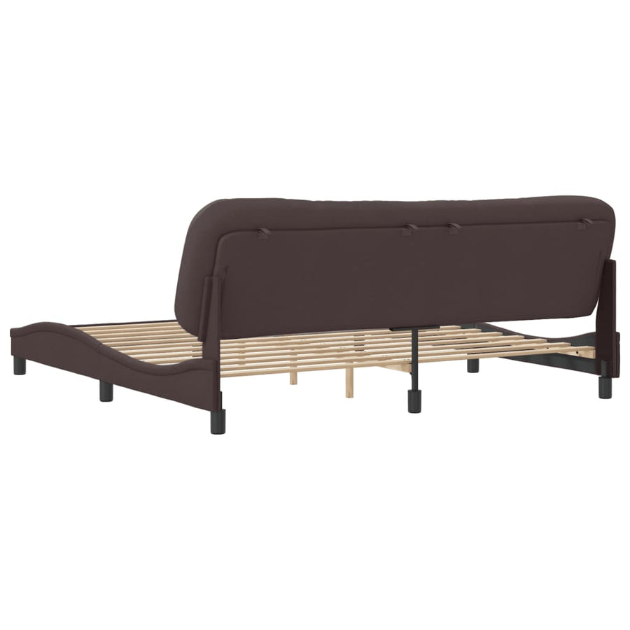Bedframe Met Hoofdbord Stof Donkerbruin 200X200 Cm