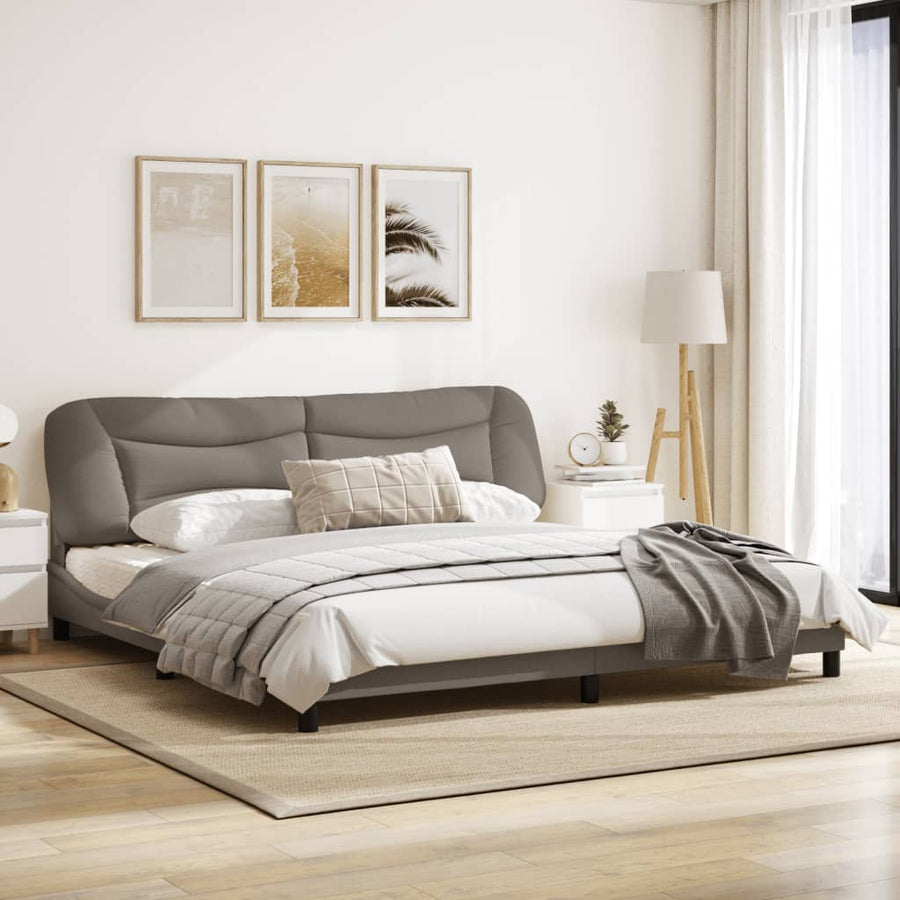 Bedframe Met Hoofdbord Stof Taupe 200X200 Cm