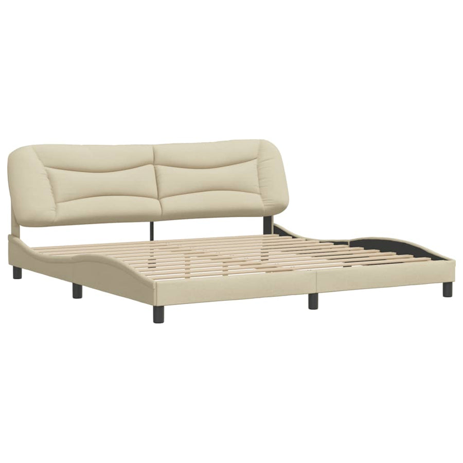 Bedframe Met Hoofdbord Stof Crèmekleurig 200X200 Cm