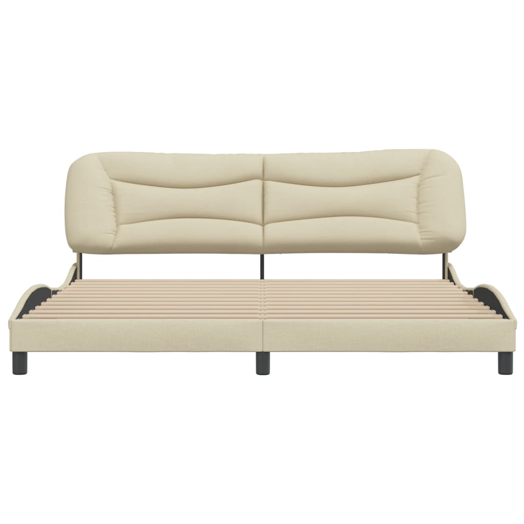 Bedframe Met Hoofdbord Stof Crèmekleurig 200X200 Cm