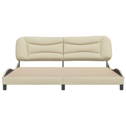 Bedframe Met Hoofdbord Stof Crèmekleurig 200X200 Cm