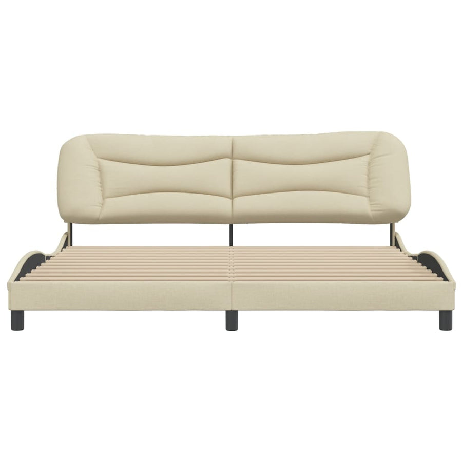 Bedframe Met Hoofdbord Stof Crèmekleurig 200X200 Cm