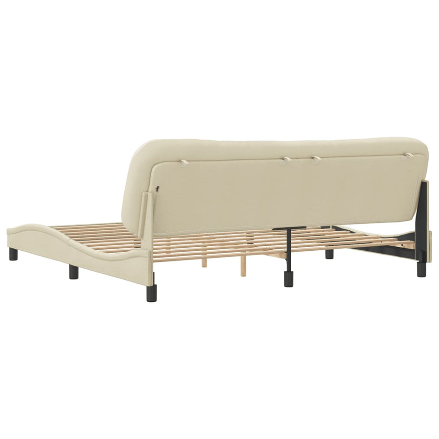 Bedframe Met Hoofdbord Stof Crèmekleurig 200X200 Cm